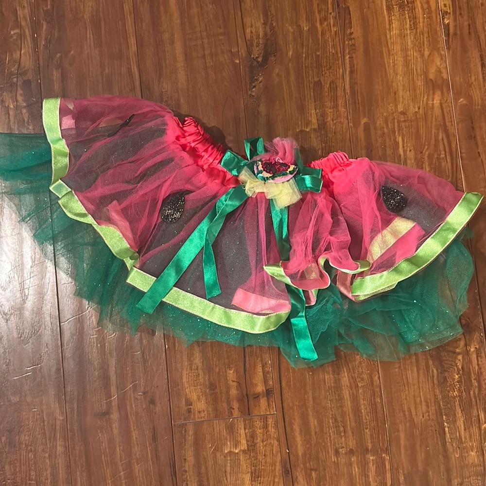 Watermelon Tutu Skirt Girls Pink Green Tulle Dance Costume OS